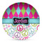 Harlequin & Peace Signs Microwave Safe Plastic Plate - Composite Polymer (Personalized)