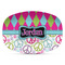 Harlequin & Peace Signs Plastic Platter - Microwave & Oven Safe Composite Polymer (Personalized)