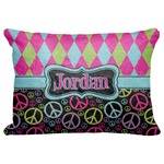 Harlequin & Peace Signs Decorative Baby Pillowcase - 16"x12" (Personalized)