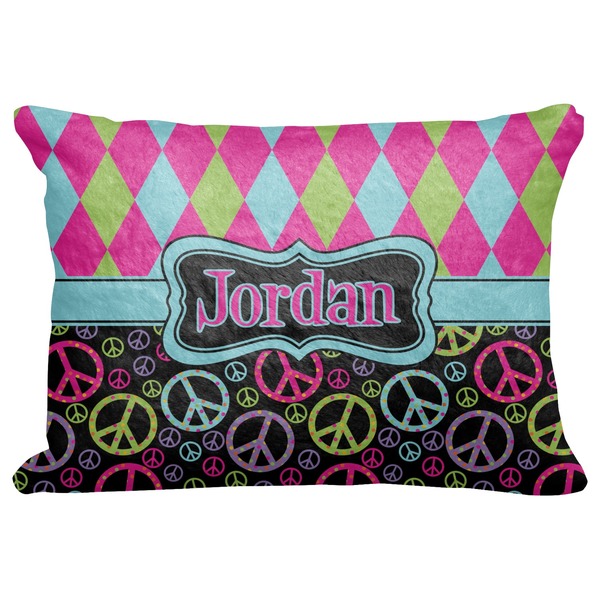 Custom Harlequin & Peace Signs Decorative Baby Pillowcase - 16"x12" (Personalized)