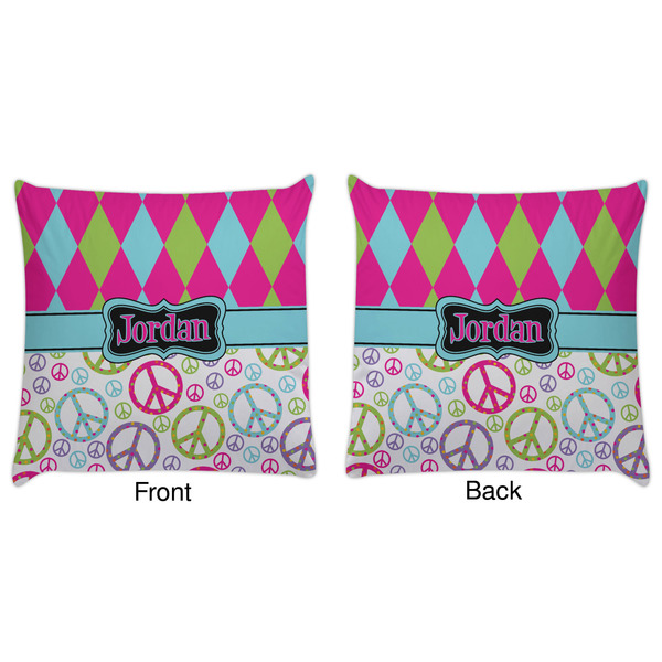 Harlequin & Peace Signs Decorative Pillow Case - Approval