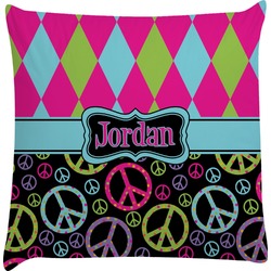 Harlequin & Peace Signs Decorative Pillow Case (Personalized)