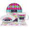 Harlequin & Peace Signs Dinner Set - 4 Pc (Personalized)