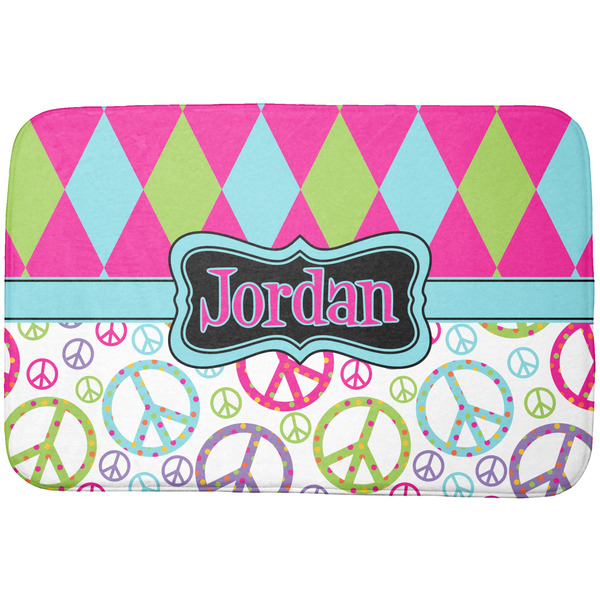 Custom Harlequin & Peace Signs Dish Drying Mat (Personalized)