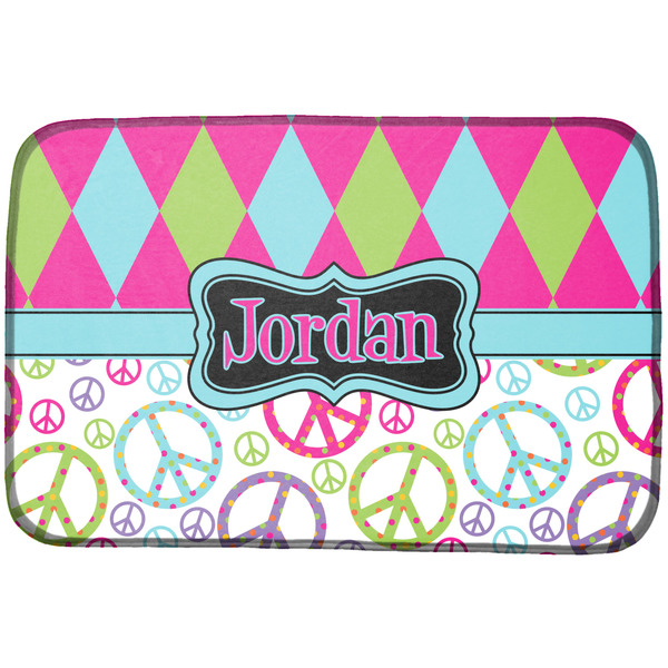 Custom Harlequin & Peace Signs Dish Drying Mat (Personalized)