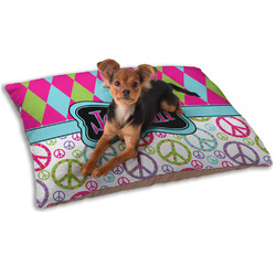 Harlequin & Peace Signs Dog Bed - Small w/ Name or Text