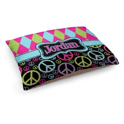 Harlequin & Peace Signs Dog Bed - Medium w/ Name or Text
