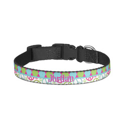 Harlequin & Peace Signs Dog Collar - Large (Personalized)