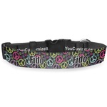 Harlequin & Peace Signs Deluxe Dog Collar - Large (13" to 21") (Personalized)