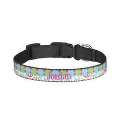 Harlequin & Peace Signs Dog Collar - Small (Personalized)