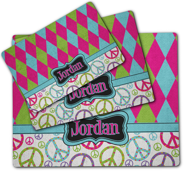 Harlequin & Peace Signs Dog Food Mat - MAIN (sm, med, lrg)