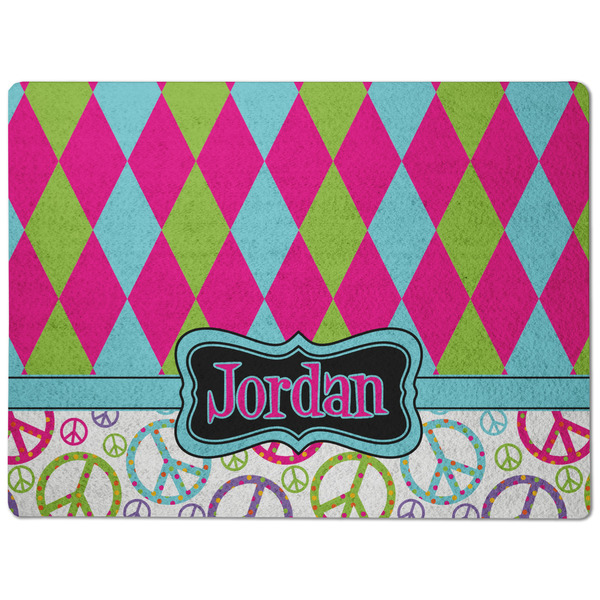 Harlequin & Peace Signs Dog Food Mat - Medium without bowls