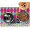 Harlequin & Peace Signs Dog Food Mat - Small w/ Name or Text