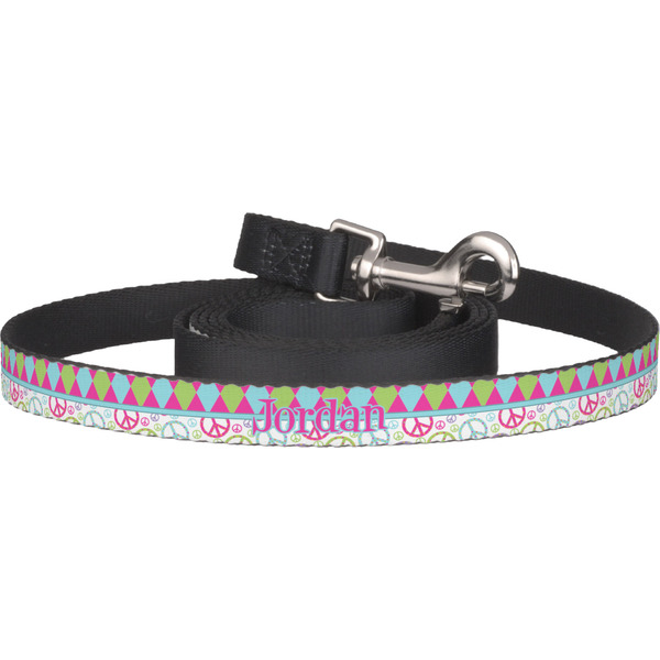 Custom Harlequin & Peace Signs Dog Leash (Personalized)