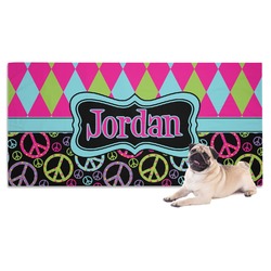 Harlequin & Peace Signs Dog Towel (Personalized)