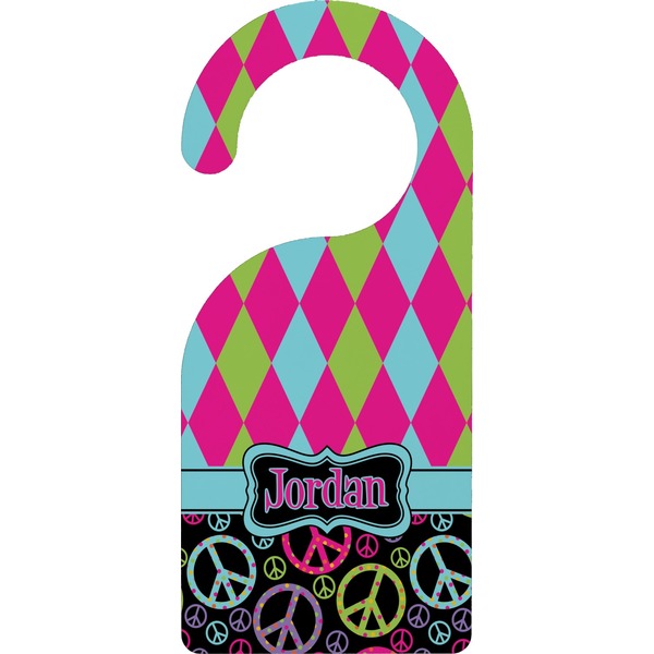 Custom Harlequin & Peace Signs Door Hanger (Personalized)