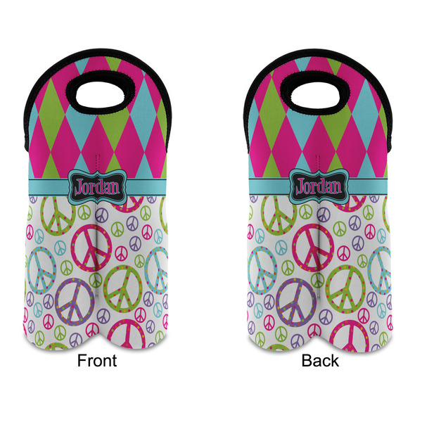 Harlequin & Peace Signs Double Wine Tote - APPROVAL (new)
