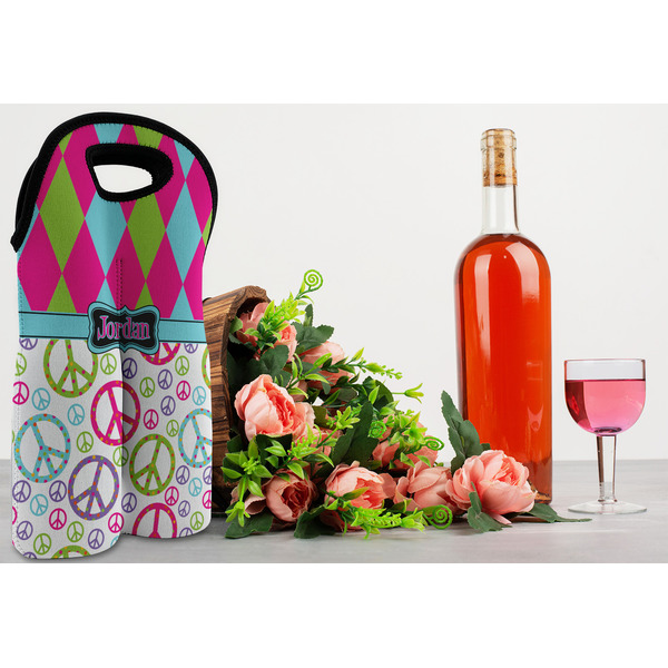 Harlequin & Peace Signs Double Wine Tote - LIFESTYLE (new)