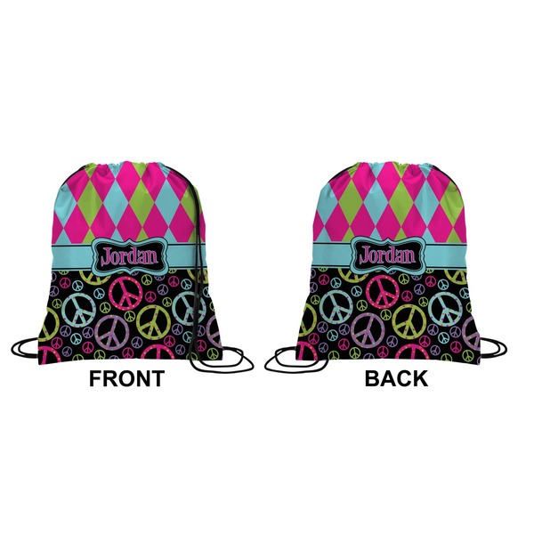 Harlequin & Peace Signs Drawstring Backpack