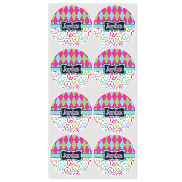Harlequin & Peace Signs Drink Topper - Medium - Set of 12