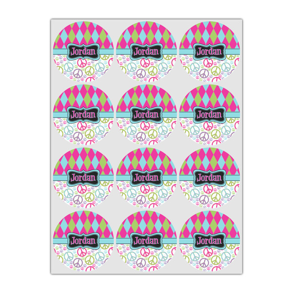 Harlequin & Peace Signs Drink Topper - Small - Set of 12