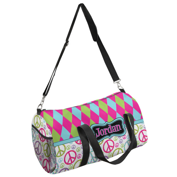 Custom Harlequin & Peace Signs Duffel Bag - Small (Personalized)