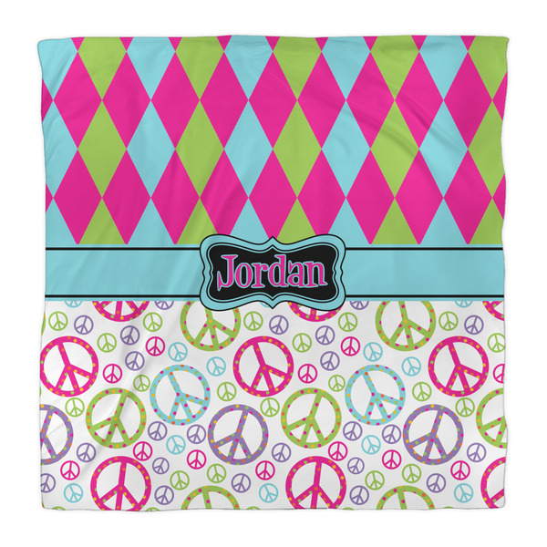 Harlequin & Peace Signs Duvet Cover - Queen - Front