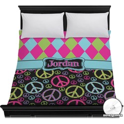 Harlequin & Peace Signs Duvet Cover - Full / Queen (Personalized)