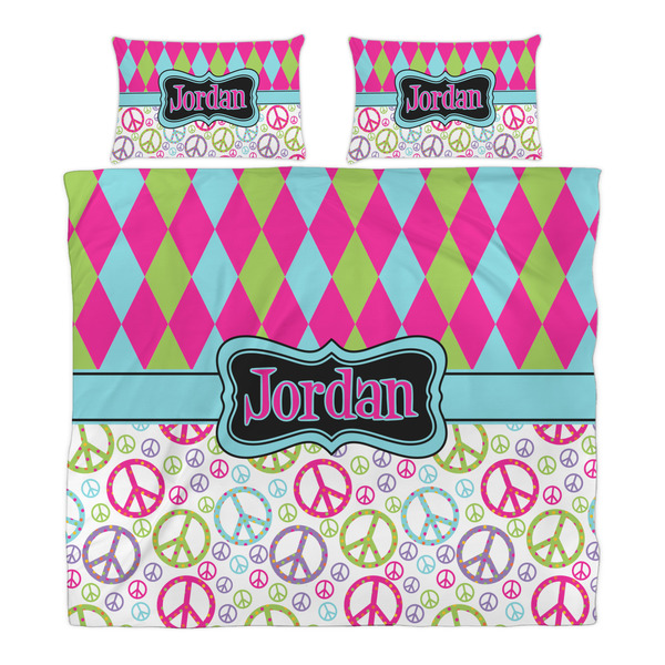 Harlequin & Peace Signs Duvet Cover Set - King - Alt Approval