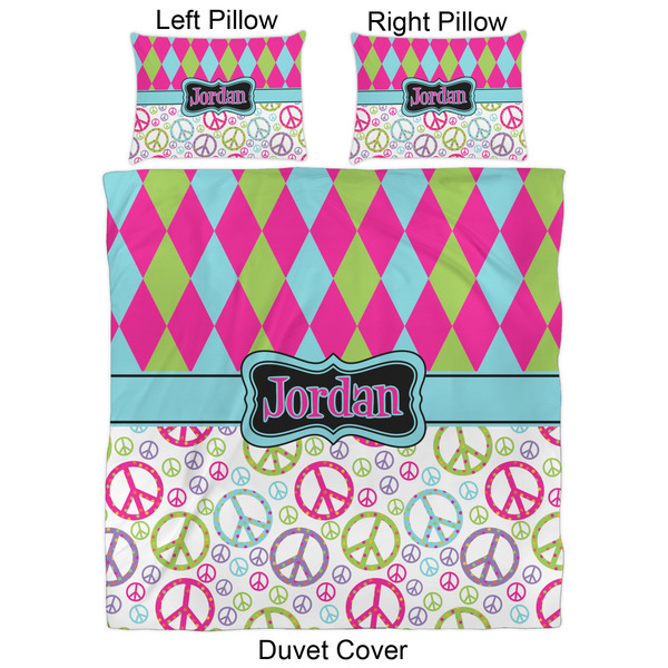 Harlequin & Peace Signs Duvet Cover Set - Queen - Approval