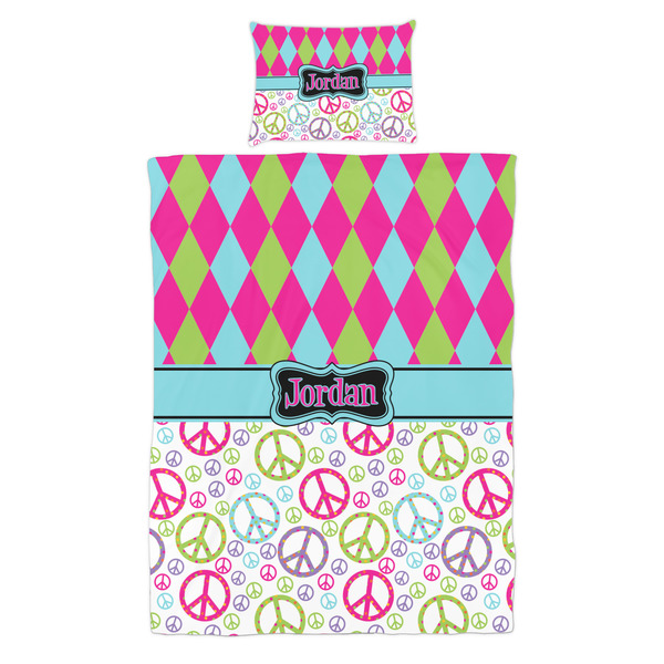 Harlequin & Peace Signs Duvet Cover Set - Twin - Alt Approval