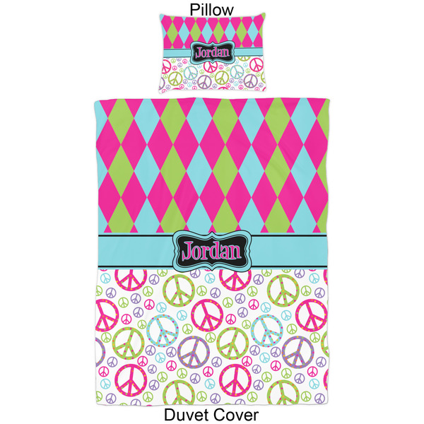 Harlequin & Peace Signs Duvet Cover Set - Twin - Approval