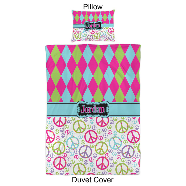 Harlequin & Peace Signs Duvet Cover Set - Twin XL - Approval