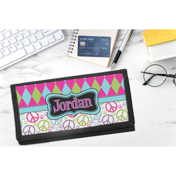 Harlequin & Peace Signs DyeTrans Checkbook Cover - LIFESTYLE