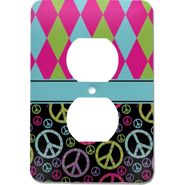 Custom Harlequin & Peace Signs Electric Outlet Plate
