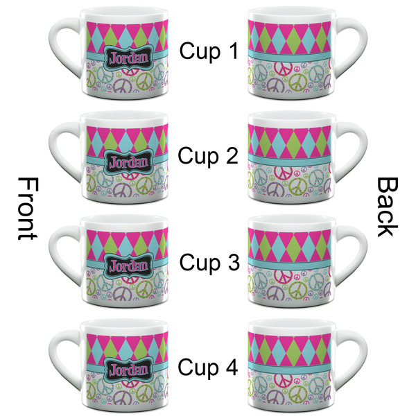 Harlequin & Peace Signs Espresso Cup - 6oz (Double Shot Set of 4) APPROVAL