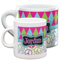 Harlequin & Peace Signs Espresso Cups (Personalized)