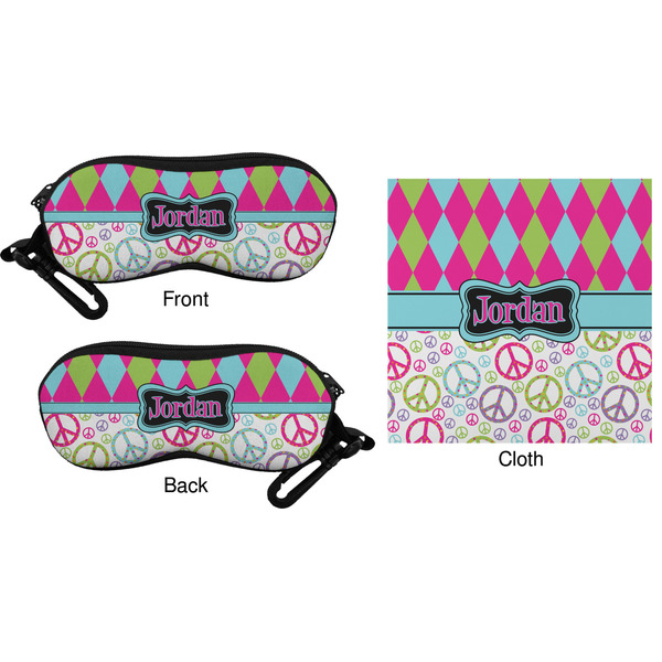 Harlequin & Peace Signs Eyeglass Case & Cloth (Approval)
