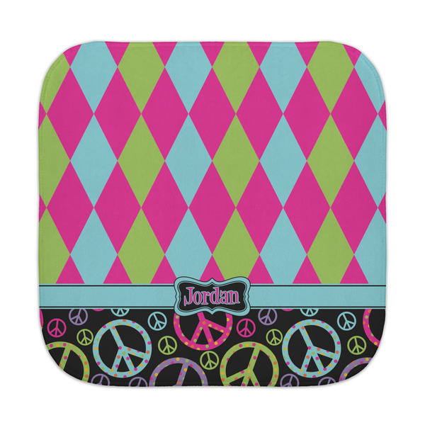 Custom Harlequin & Peace Signs Face Towel (Personalized)