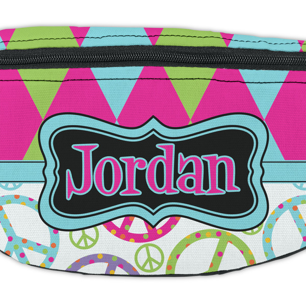 Harlequin & Peace Signs Fanny Pack - Closeup
