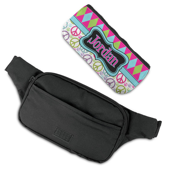 Harlequin & Peace Signs Fanny Packs - FLAT (flap off)