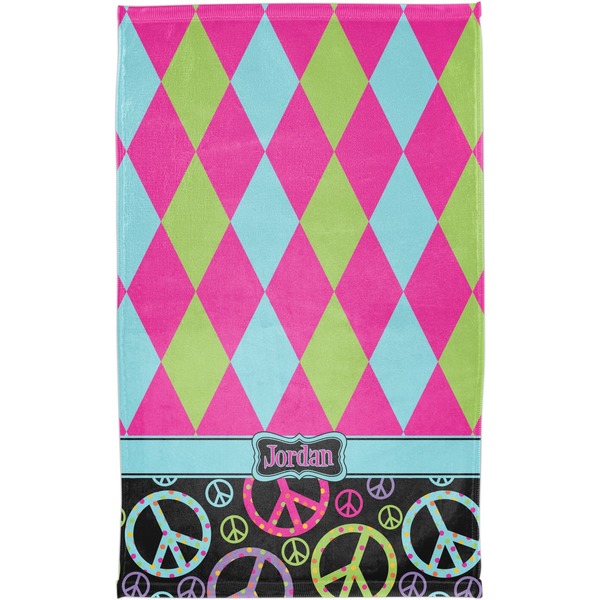 Harlequin & Peace Signs Finger Tip Towel - Full View
