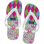 Harlequin & Peace Signs Flip Flops - Medium (Personalized)