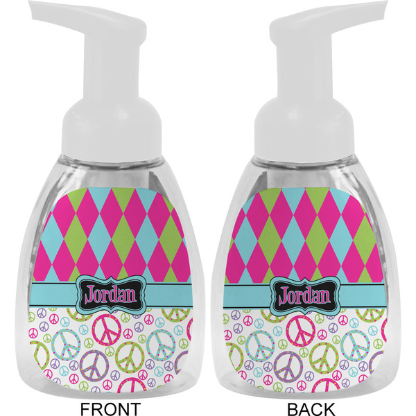 Harlequin & Peace Signs Foam Soap Bottle Approval - White