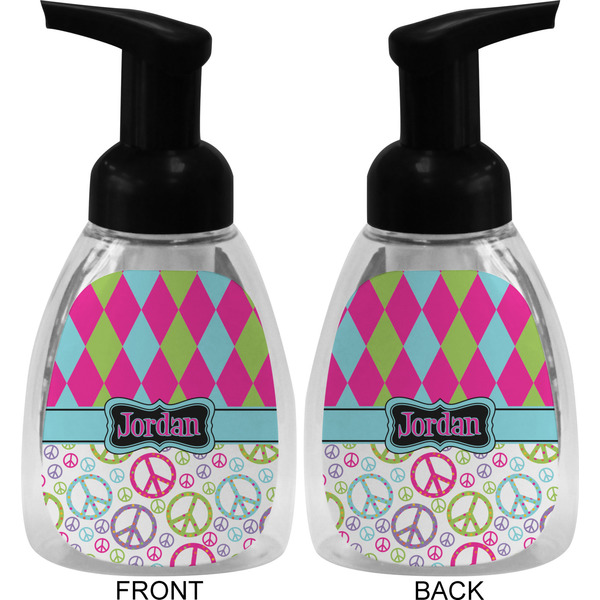 Harlequin & Peace Signs Foam Soap Bottle (Front & Back)