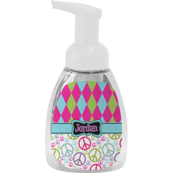 Custom Harlequin & Peace Signs Foam Soap Bottle (Personalized)