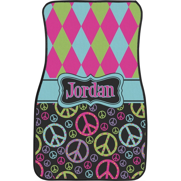 Harlequin & Peace Signs Custom Car Floor Mats (Front Seat)