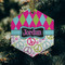 Harlequin & Peace Signs Frosted Glass Ornament - Hexagon (Lifestyle)