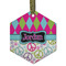 Harlequin & Peace Signs Frosted Glass Ornament - Hexagon