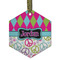 Harlequin & Peace Signs Flat Glass Ornament - Hexagon w/ Name or Text
